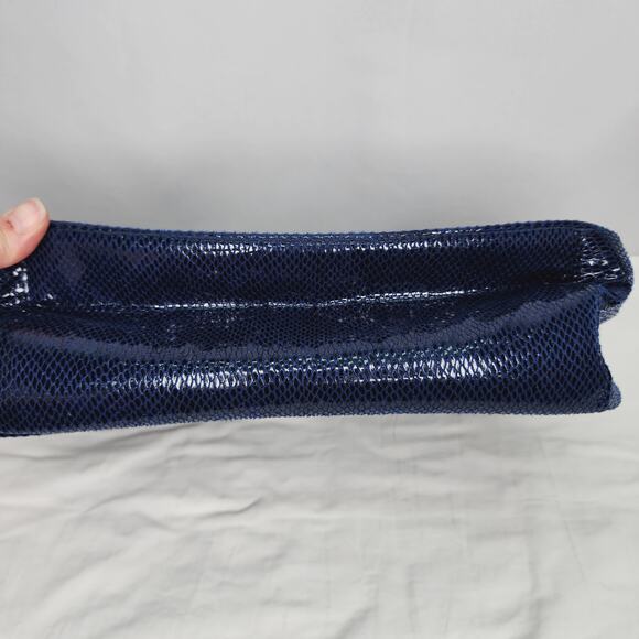 White House Black Market Blue Snakeskin pattern with Black Trim Shoulder Purse - Picture 5 of 15